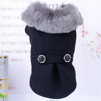 Winter Dog Clothes Pet Cat fur collar Jacket Coat Sweater Warm Padded Puppy Apparel for Small Medium Dogs Pets