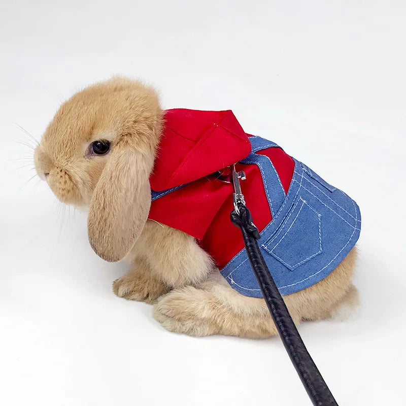 Cute Bunny Vest Harness Outdoor Leash Set Rabbit Clothing Suit Small Pet Ferret Hamster Small Animal Clothes for Walking