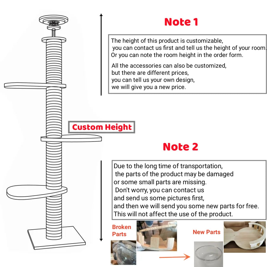 Multifunction Wooden Cat Tree House, Kitten Climbing Toy, Scratching Posts, Tower, Soft Flannel Hammock Bed, Furniture