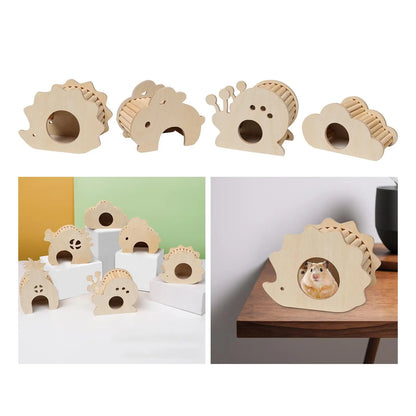 Hamster Wooden House Hideout Habitats Decor Climbing Hut Dwarf Hamsters Gerbils