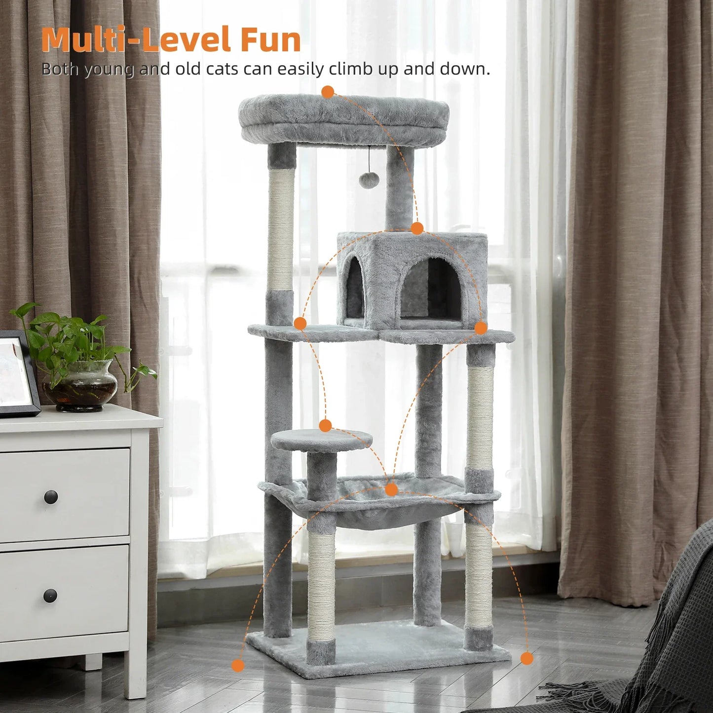 Free Shipping  Multi-Level Cat Tree For Cats With Cozy Perches Stable Cat Climbing Frame Cat Scratch Board Toys Cat Furniture