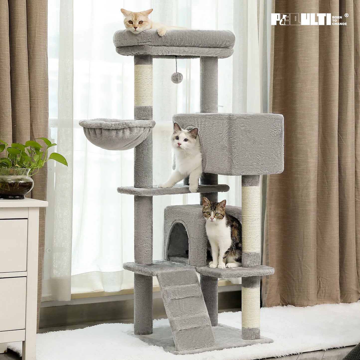 Free Shipping  Multi-Level Cat Tree For Cats With Cozy Perches Stable Cat Climbing Frame Cat Scratch Board Toys Cat Furniture