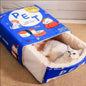 Fully Enclosed Biscuit Box Pet Cat Bed Rectangular Pull Out Snack Kitten Cat House Cushion Cave with Zipper