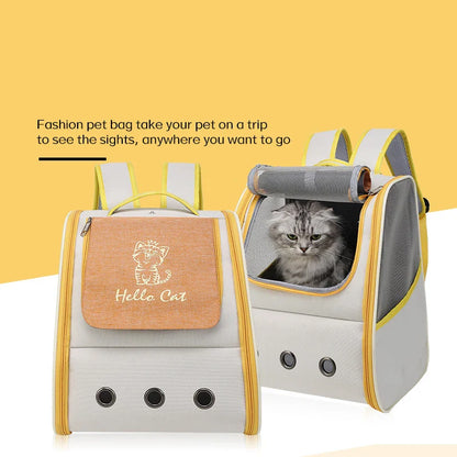 Pet Cat Carrier Backpack Breathable Portable Travel backpack for cat and dog With Anti Breakaway Belt Three-door design AA074