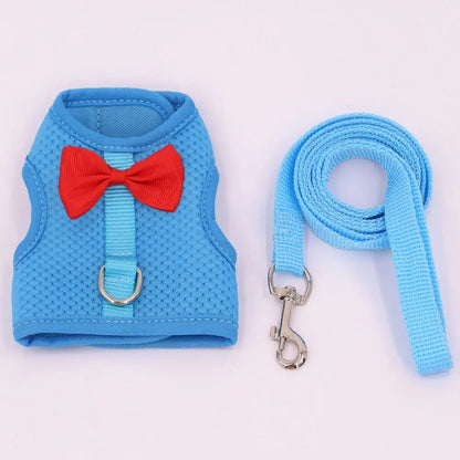 2pcs Pet Accessories Soft Rabbit Harness and Leash Set No Pull Mesh Pet Harness Adjustable Portable Pet Chest Strap Hamsters