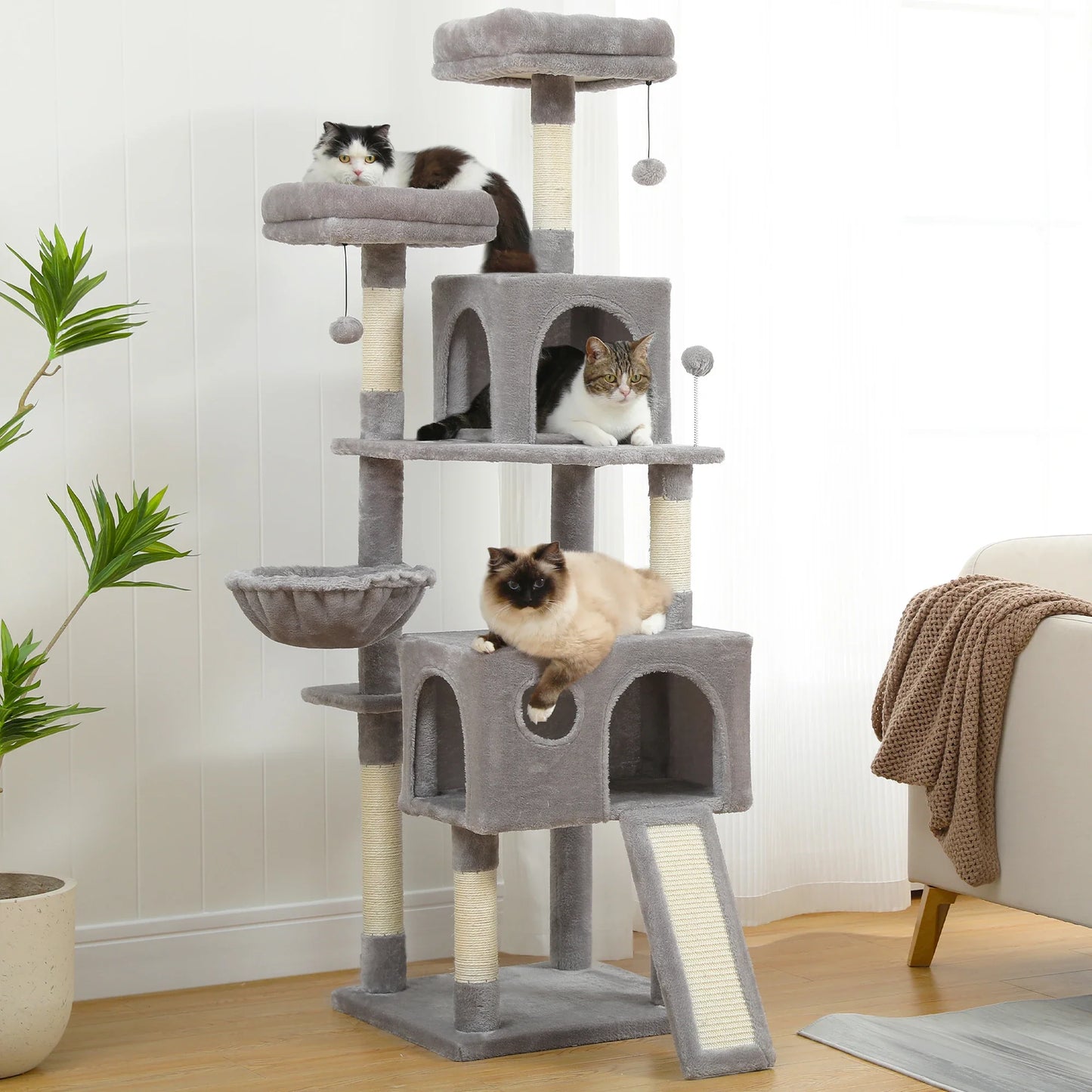 Free Shipping  Multi-Level Cat Tree For Cats With Cozy Perches Stable Cat Climbing Frame Cat Scratch Board Toys Cat Furniture