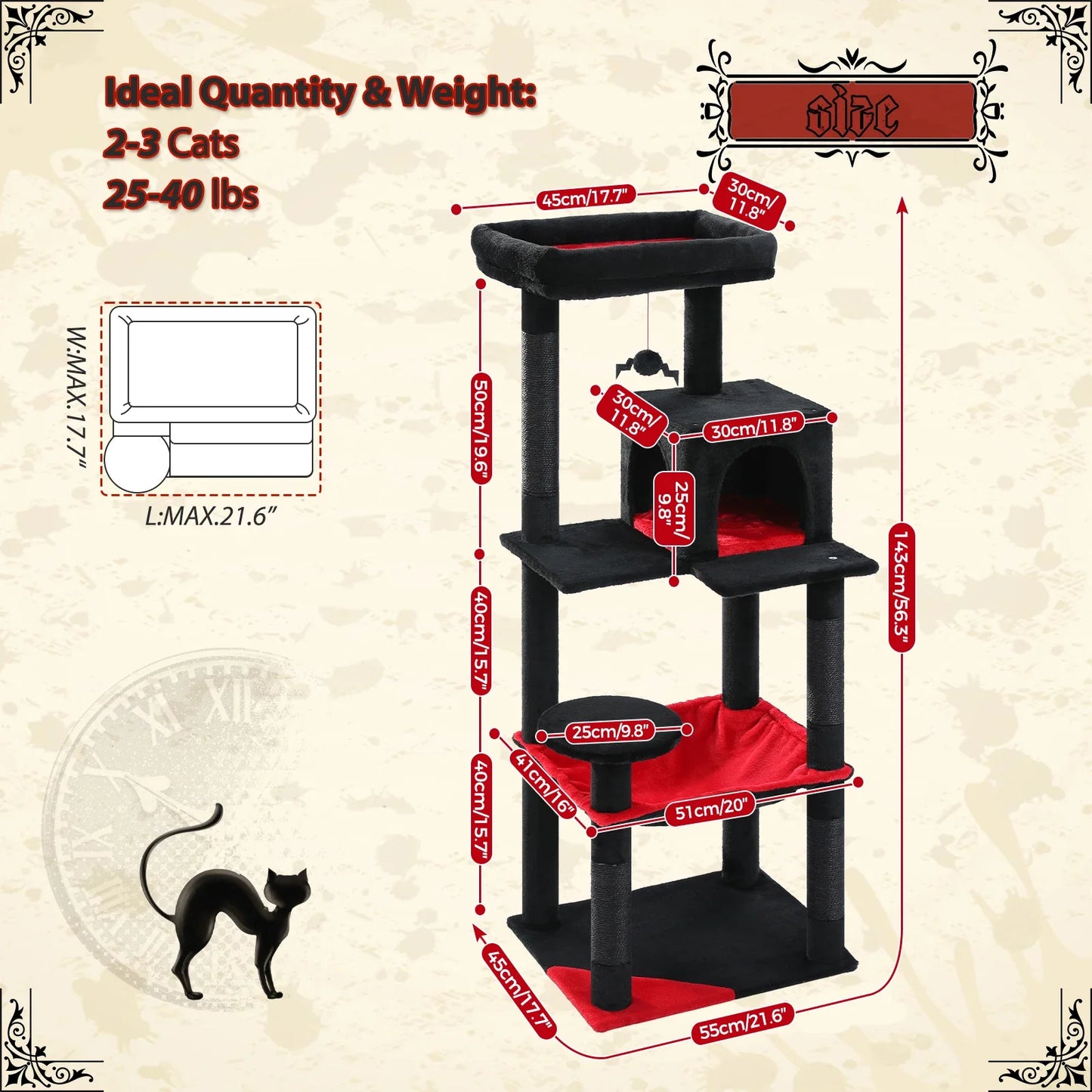 Multi-Level Cat Tree Tower with Condo Scratching Post for Cat Furniture House Cat Scratcher Cat Supplies Cat Toy