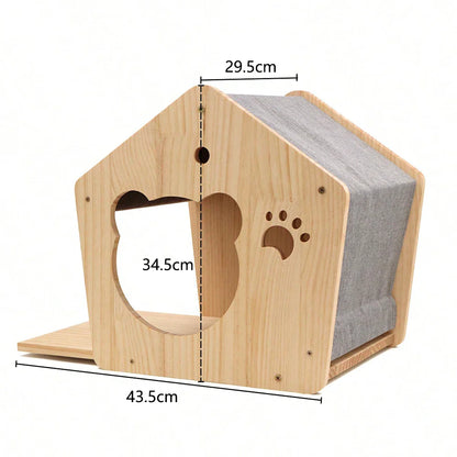 Wall Mounted Wooden Cat House Furniture Scratcher Shelves Climbing Ladder Perch Cat Bridge and Jumping Platform for Kitten Play