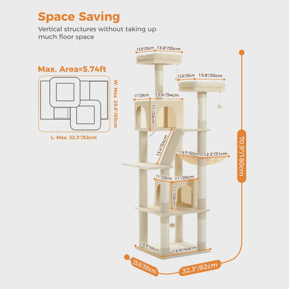 Multi-Level Cat Tree Cat Condo Scratching post for Kitten Furniture Large Cat Tower Cat Scrapers Cat Accessories Pet Cat Toys