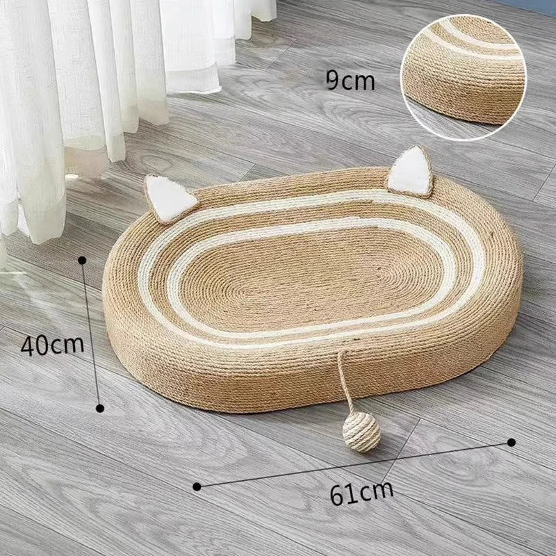 New Oval Cat Scratcher Pads 100% Sisal Cat Scratching Board Kitten Bed Nest Chew Toy Bite Resitent  Sharpen Nails Tool Pet Supp