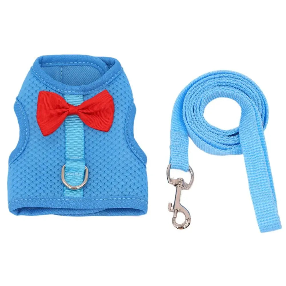 2pcs Pet Accessories Soft Rabbit Harness and Leash Set No Pull Mesh Pet Harness Adjustable Portable Pet Chest Strap Hamsters