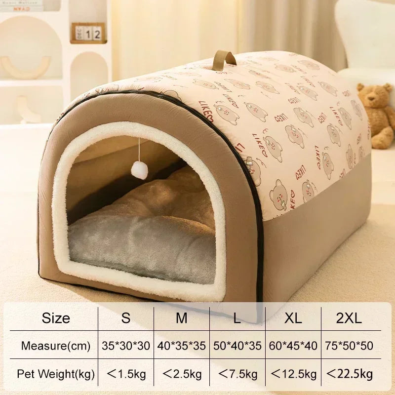 S-XXL Dog Kennel Warm Winter Dog House Mat Detachable Washable Dogs Bed Nest Deep Sleep Tent for Medium Large Dog House Supplies